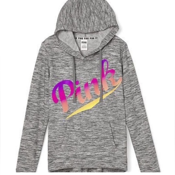 Victoria's Secret PINK Ombre Logo Heathered Gray Pullover - Picture 2 of 8